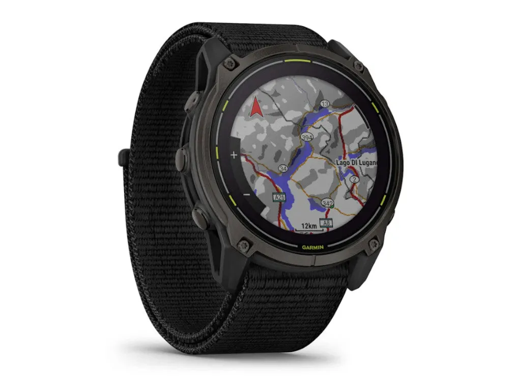 GARMIN Enduro 3 Solar Sapphire GPS Multisport Smartwatch - Black/Carbongray DLC Titanium, Ultra Fit Nylon Strap