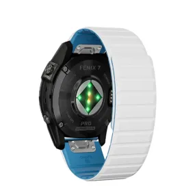 Garmin Fenix 5 Plus Magnetic Silicone Dual Color Bracelet with 22mm quick release (joint circumference: 170-230mm) - White / Blue