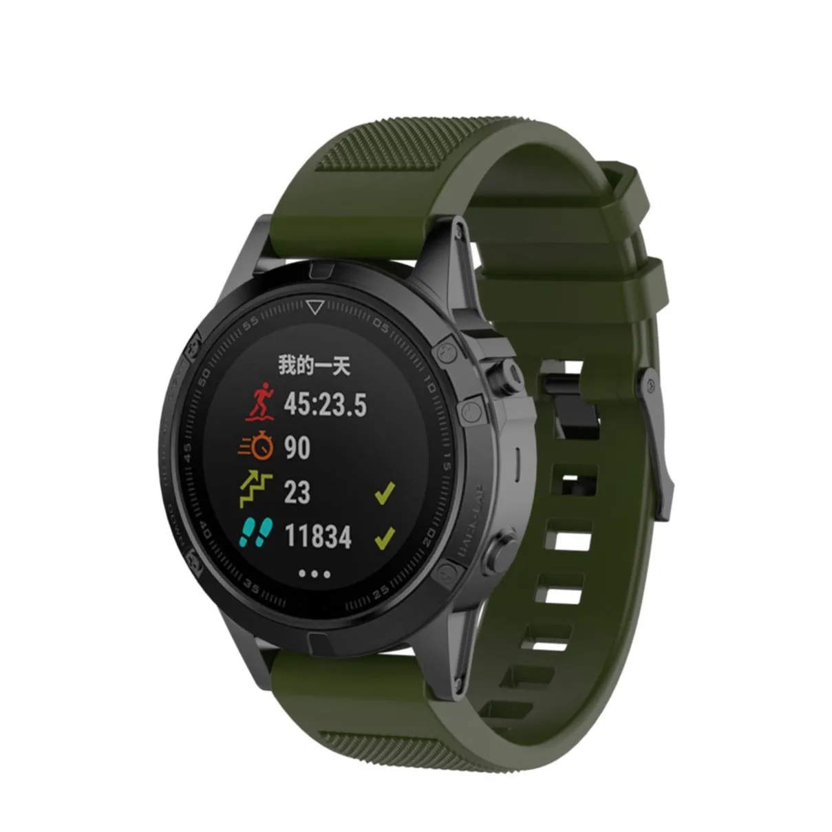 Garmin Fenix 5 Plus silicone sports bracelet with 22mm quick release (170-220 mm) - dark green