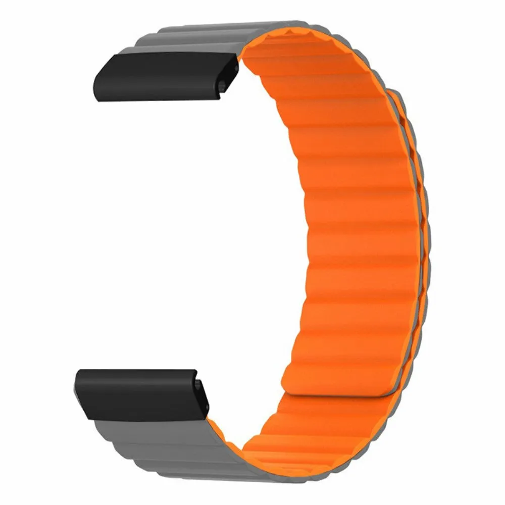 Garmin Fenix 5X Silicone Sport Magnetic Wristband - Gray / Orange