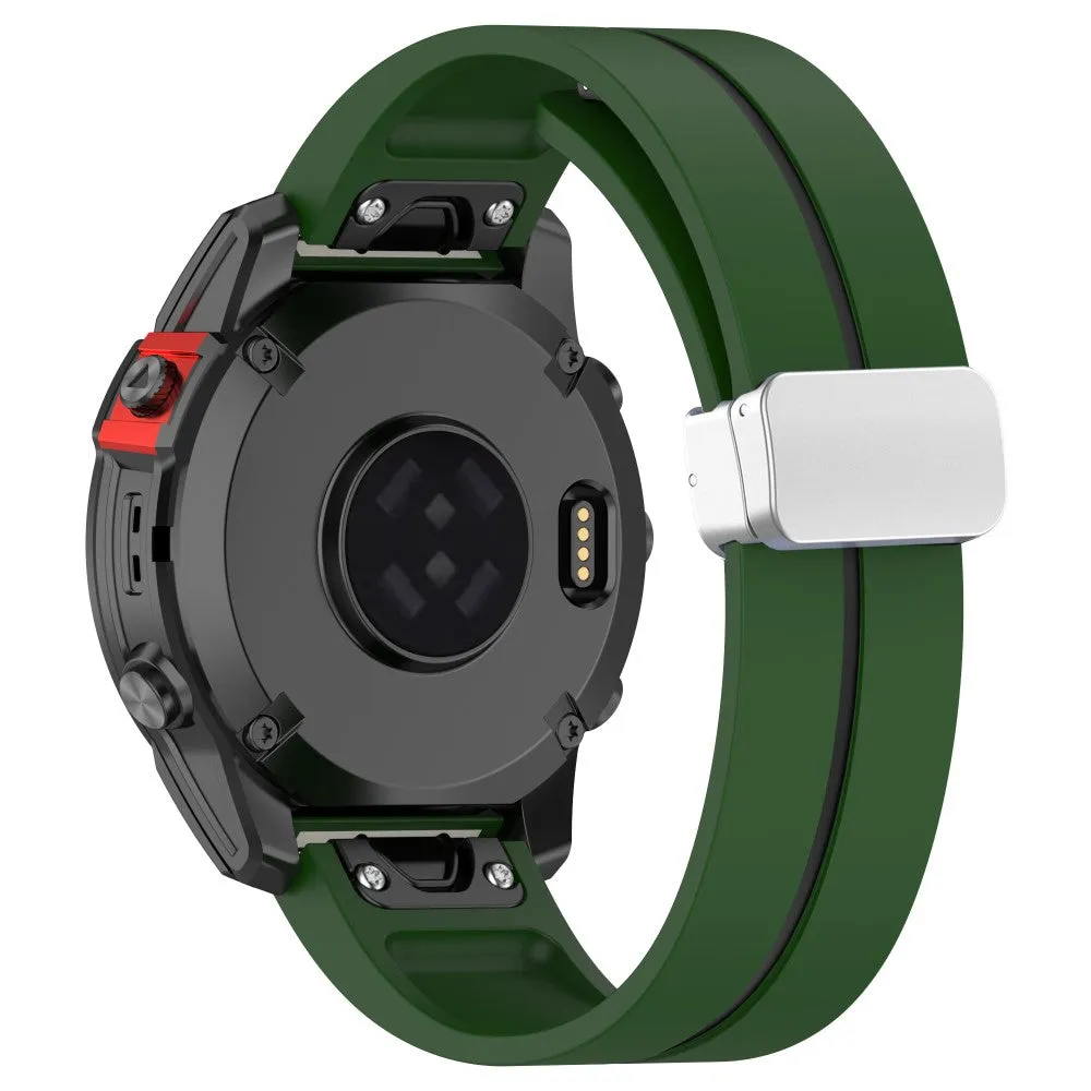 Garmin Fenix 6S Sapphire silicone sports bracelet with magnetic clasp - dark green / black