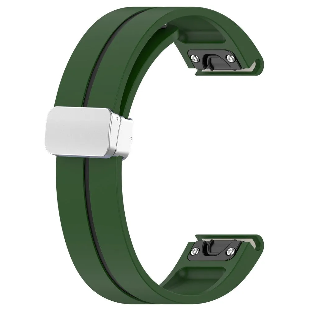 Garmin Fenix 6S Sapphire silicone sports bracelet with magnetic clasp - dark green / black