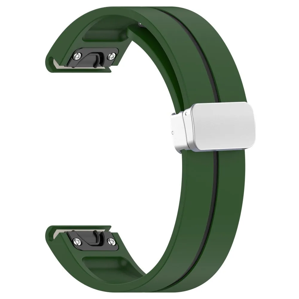 Garmin Fenix 6S Sapphire silicone sports bracelet with magnetic clasp - dark green / black