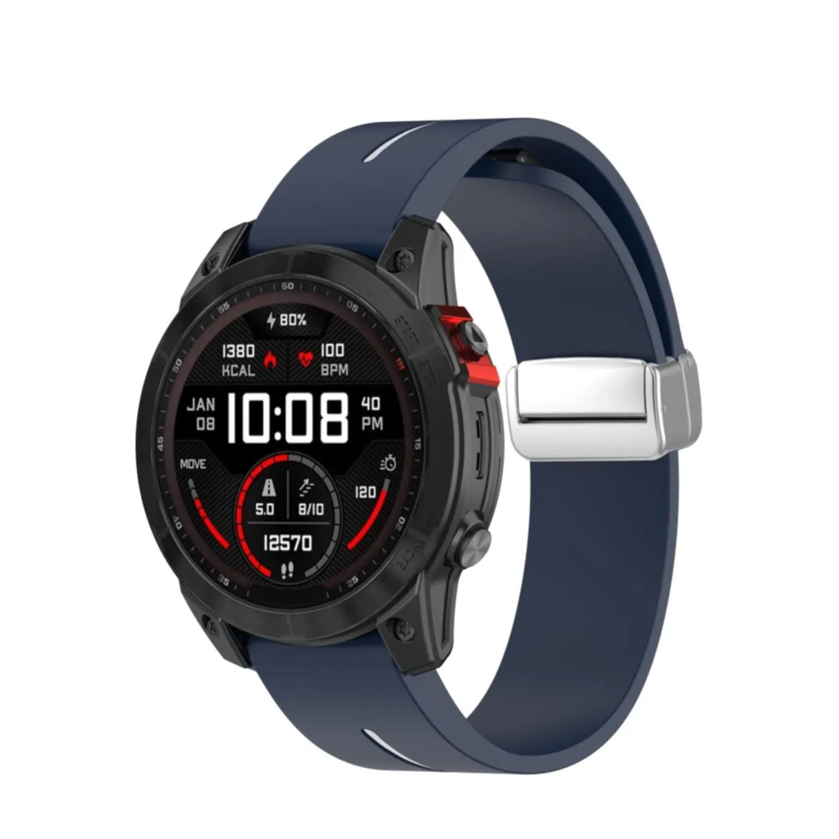 Garmin Fenix 6S Solar Silicone Sports Bracelet with Magnetic Clasp - Blue / White