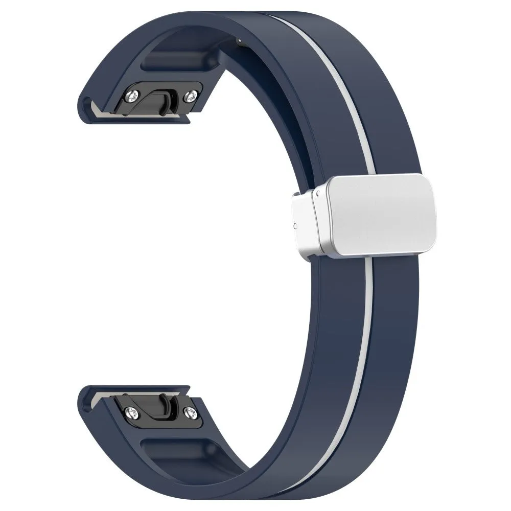 Garmin Fenix 6S Solar Silicone Sports Bracelet with Magnetic Clasp - Blue / White