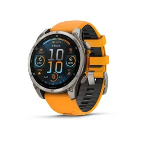 Garmin fenix 8 AMOLED Sapphire 47mm Watch Watch Color: Titanium Wristband: Orange/ Graphite - Silicone