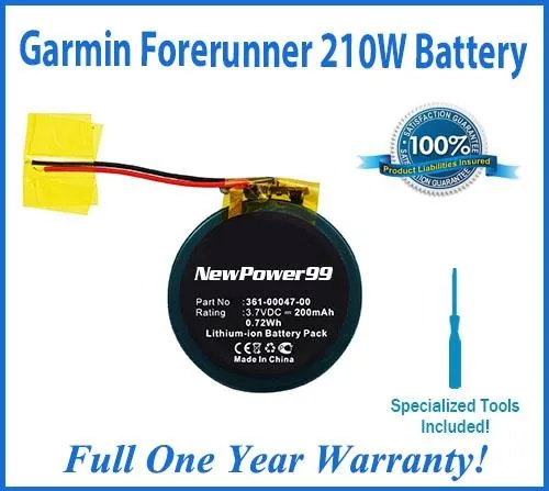 Garmin Forerunner 210W Battery Replacement Kit with Special Installation Tools, Extended Life Battery and Full One Year Warranty