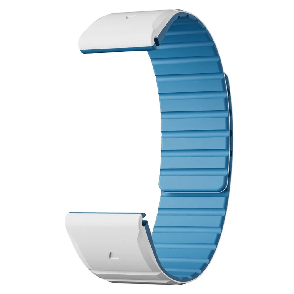 Garmin Forerunner 945 LTE Magnetic Silicone Dual Color Wristband with 22mm quick release (joint circumference: 170-230mm) - White / Blue