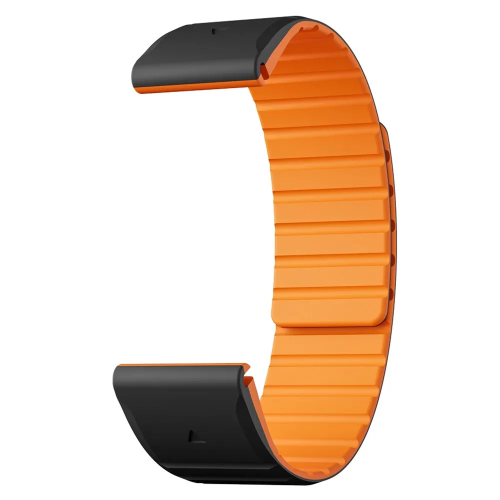 Garmin Forerunner 955 Solar Magnet Silicone Dual Color Wristband with 22mm quick release (joint circumference: 170-230mm) - Black / Orange