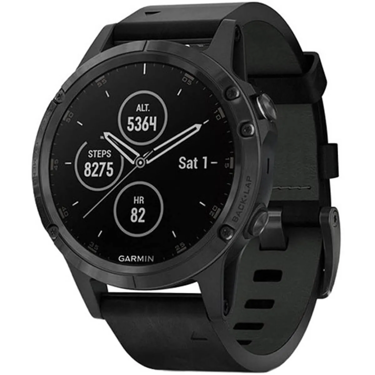 Garmin Unisex Smartwatch - fenix 5 Plus Heart Rate GPS Black Strap | 010-01988-06