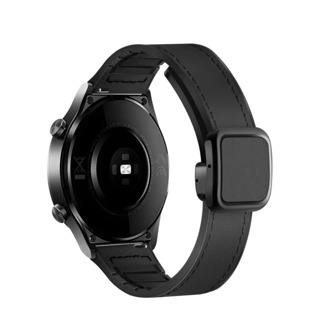 Garmin Venu Sq 2 silicone wristband with synthetic leather layer   magnetic clasp - Black