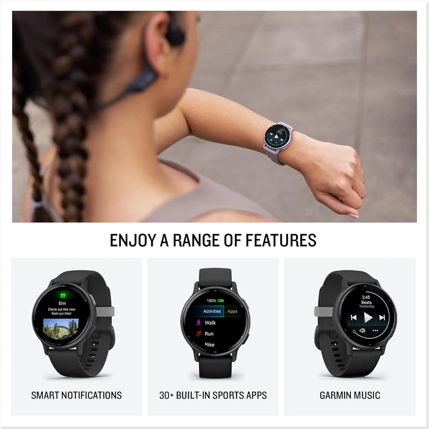 Garmin vívoactive 5 AMOLED GPS Smartwatch - Slate Aluminium Bezel with Black Case and Silicone Band