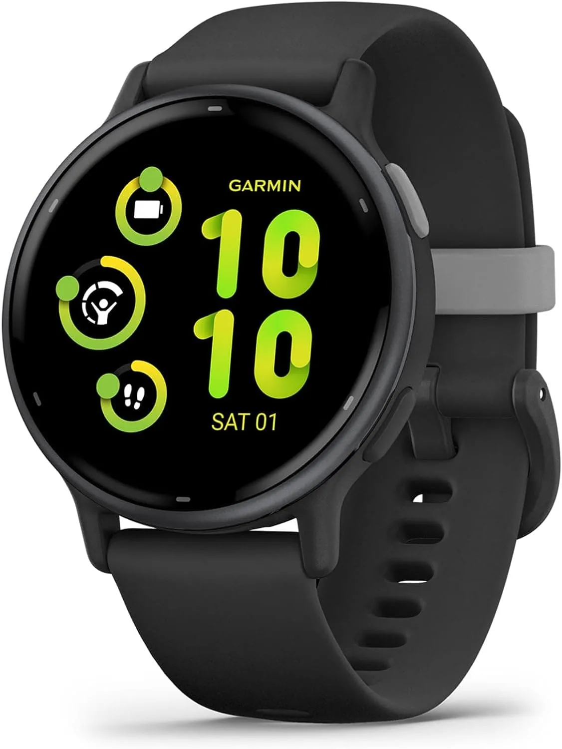 Garmin vívoactive 5 AMOLED GPS Smartwatch - Slate Aluminium Bezel with Black Case and Silicone Band