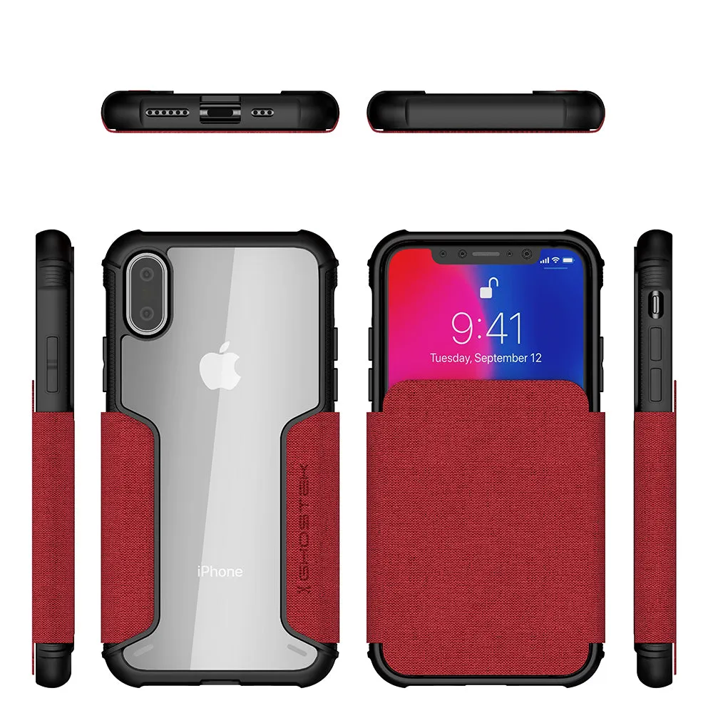 Ghostek EXEC 3 Tough Flip Card Wallet Case Cover for Apple iPhone X / XS - Red