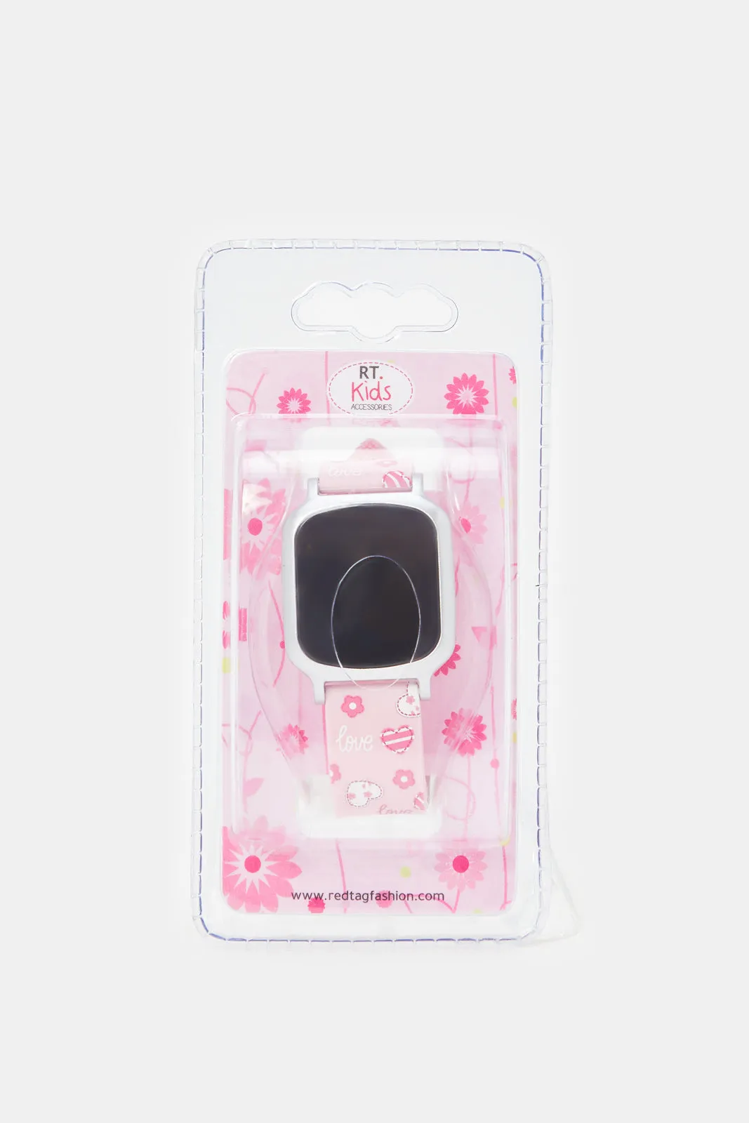 Girls Pink Hearts Printed Digital Watch