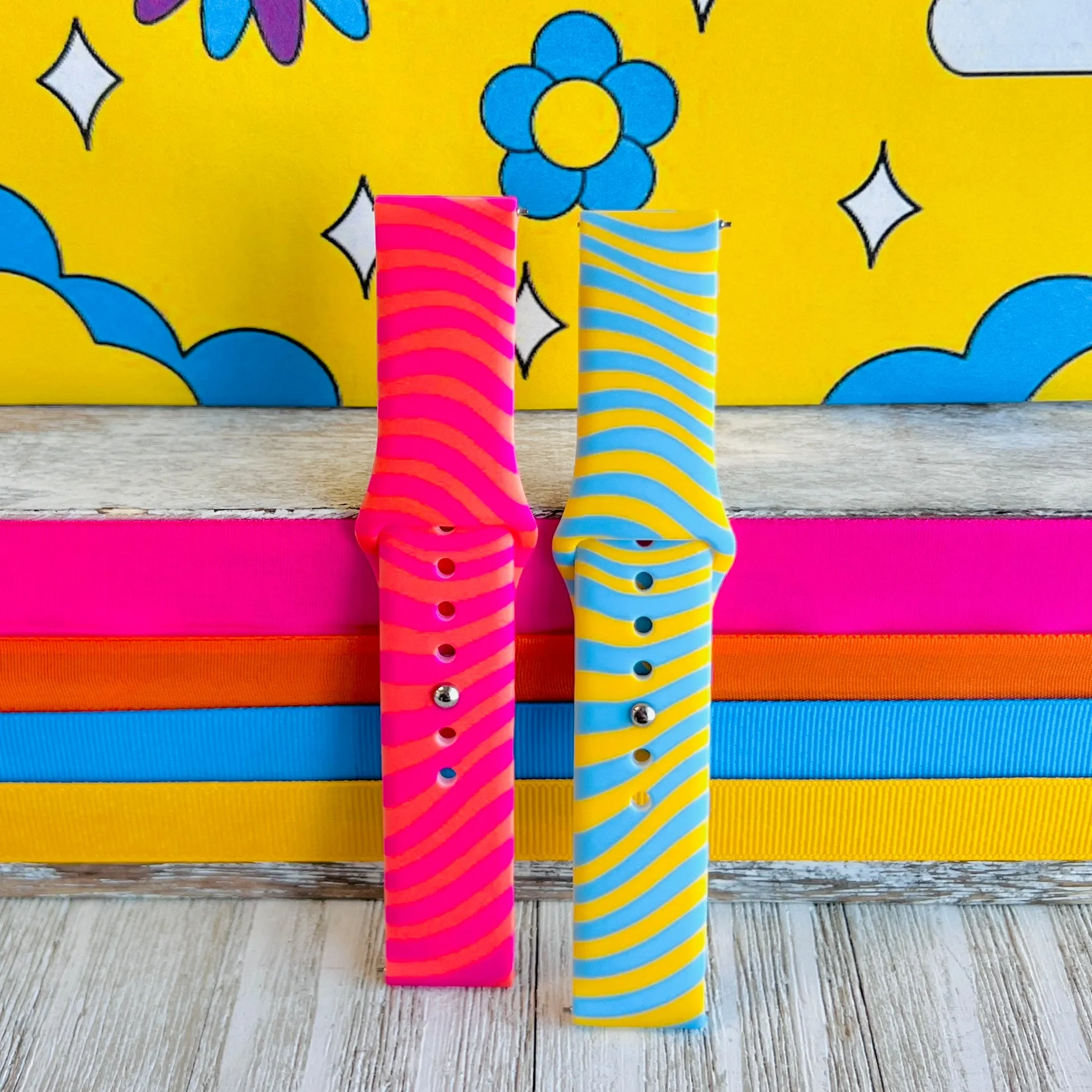 Groovy Vibes Print Silicone Band For Samsung Watch (Two Colors Available)