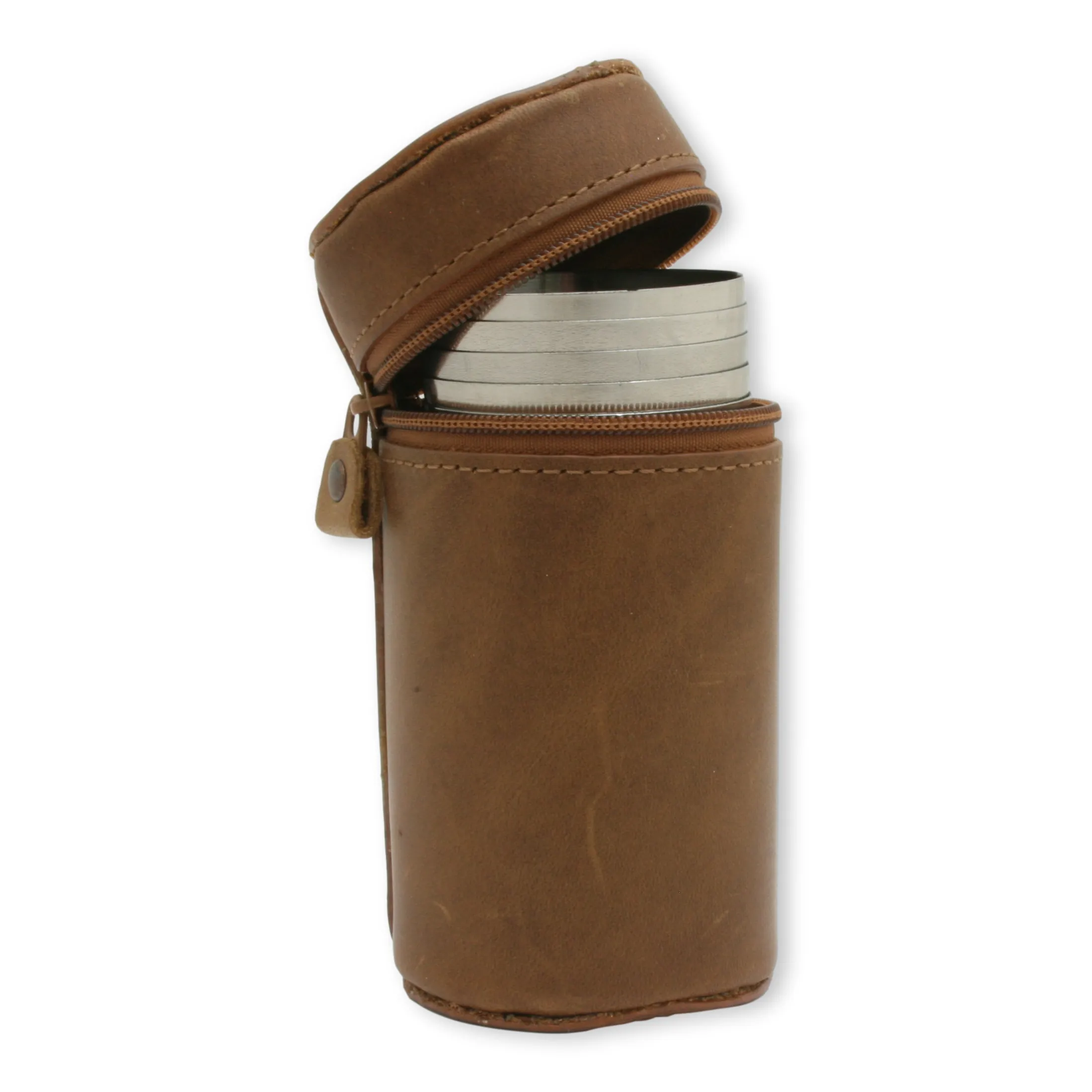 Gundog - Labrador or Spaniel - 1-10 Numbered Cups In Brown Leather Zip Case