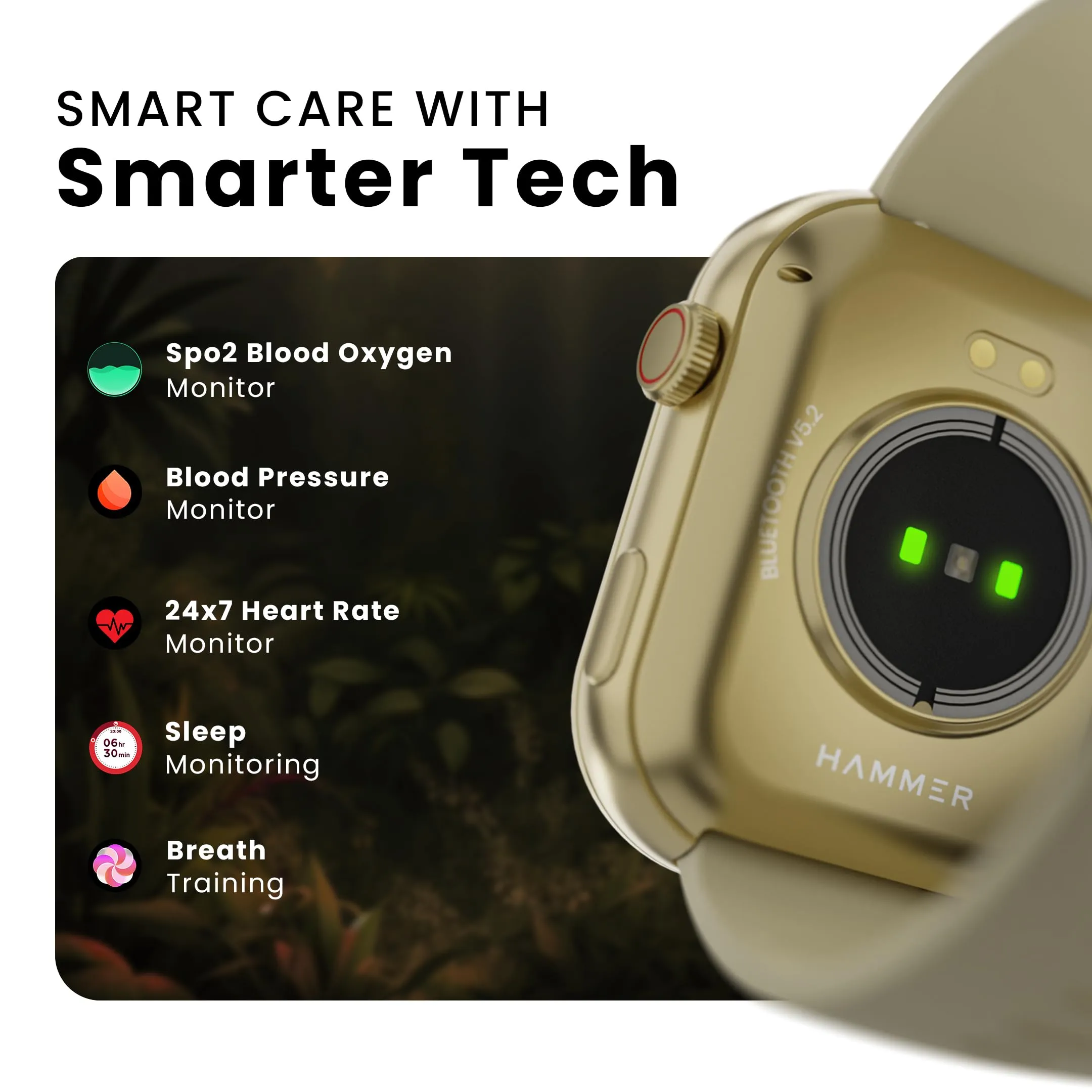 HAMMER Tussle 2.01" HD Display Smart Watch, Bluetooth Calling, Rotating Crown, Voice Assistant, in-Built Games, Smart Notifications, Customized Watchfaces, Sports Mode, DND, Raise to Wake