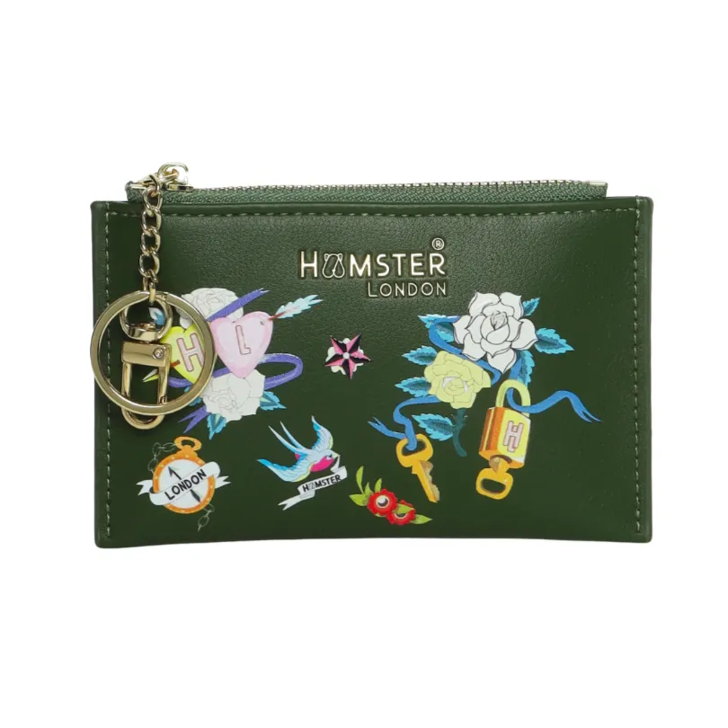 Hamster London Millionaire Victoria Card Case With Zip Green