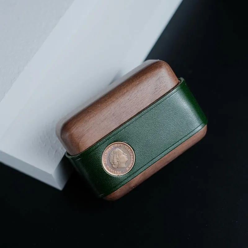 Handmade Brown Leather Cherrywood AirPods Pro Case Custom Brown Leather AirPods Pro Case Airpod Case Cover