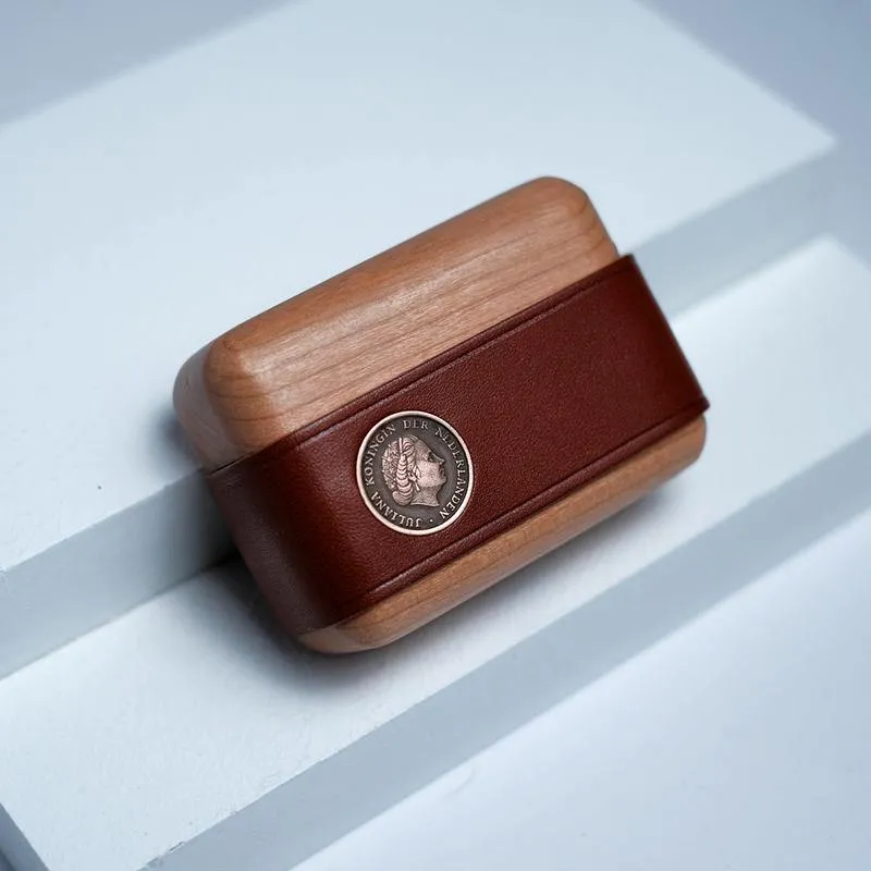 Handmade Brown Leather Cherrywood AirPods Pro Case Custom Brown Leather AirPods Pro Case Airpod Case Cover