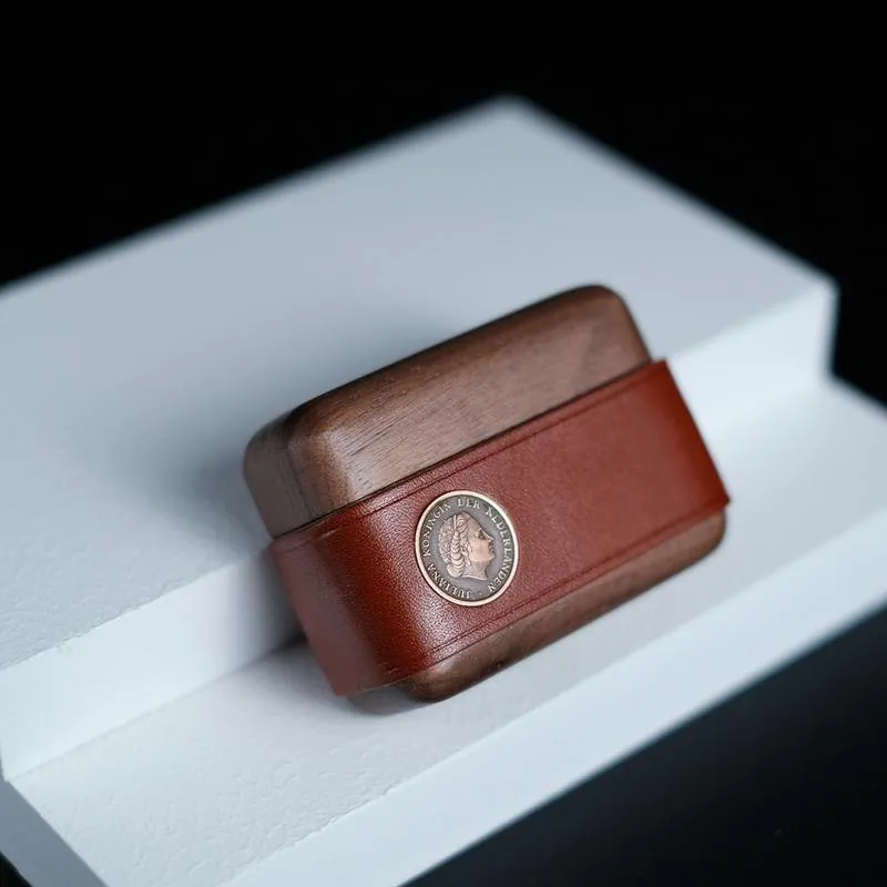 Handmade Brown Leather Cherrywood AirPods Pro Case Custom Brown Leather AirPods Pro Case Airpod Case Cover