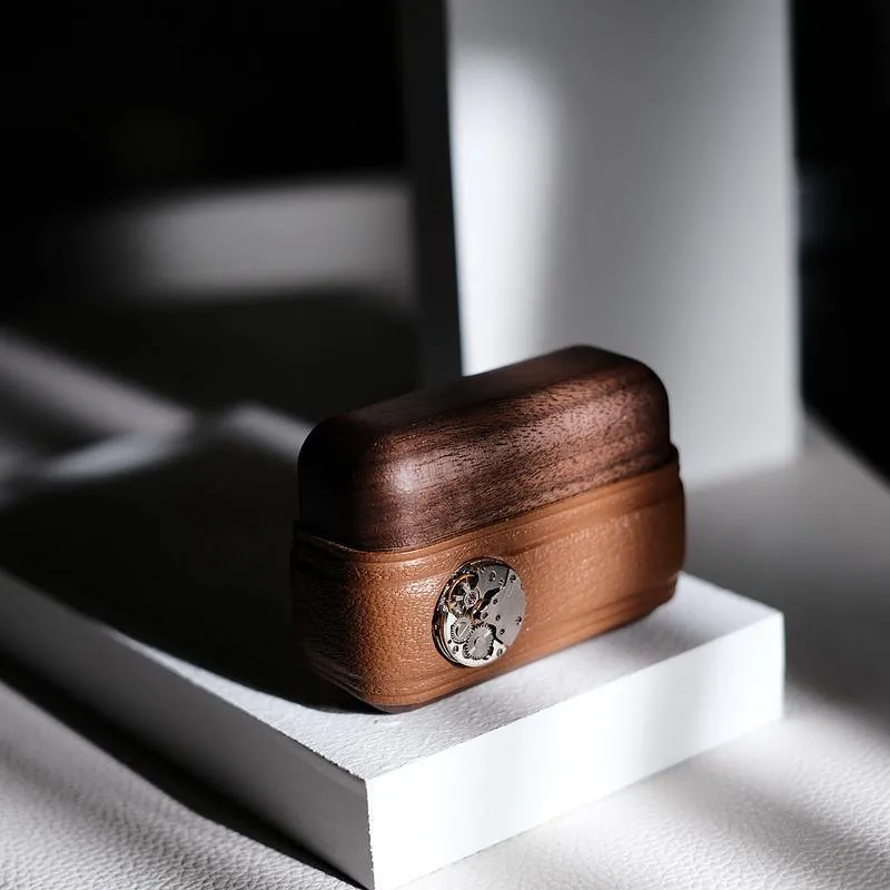 Handmade Brown Leather Cherrywood AirPods Pro Case Custom Brown Leather AirPods Pro Case Airpod Case Cover