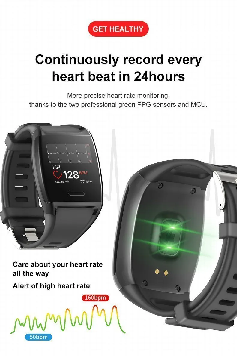 HD Screen Smartwatch Heart Rate Blood Pressure Oxygen Monitor Stopwatch Multi-Sport Smart Watch For Android iOS