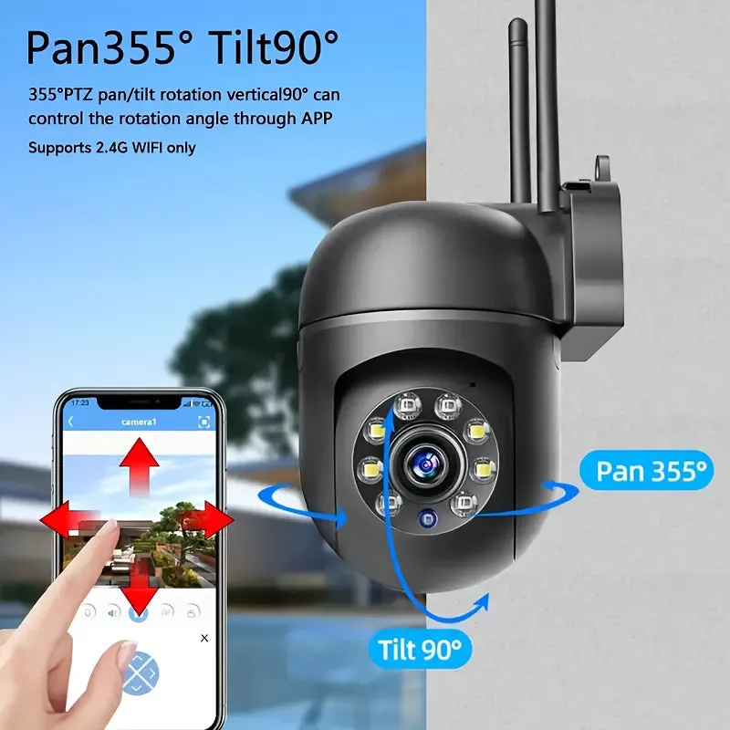 HD WIFI Surveillance Camera, Indoor And Outdoor Long Range HD Night Vision Camera, 355 Degree Intercom Home Security Camera, 2.4G Home Security System, AI Mobile Detection, Two-Way Audio