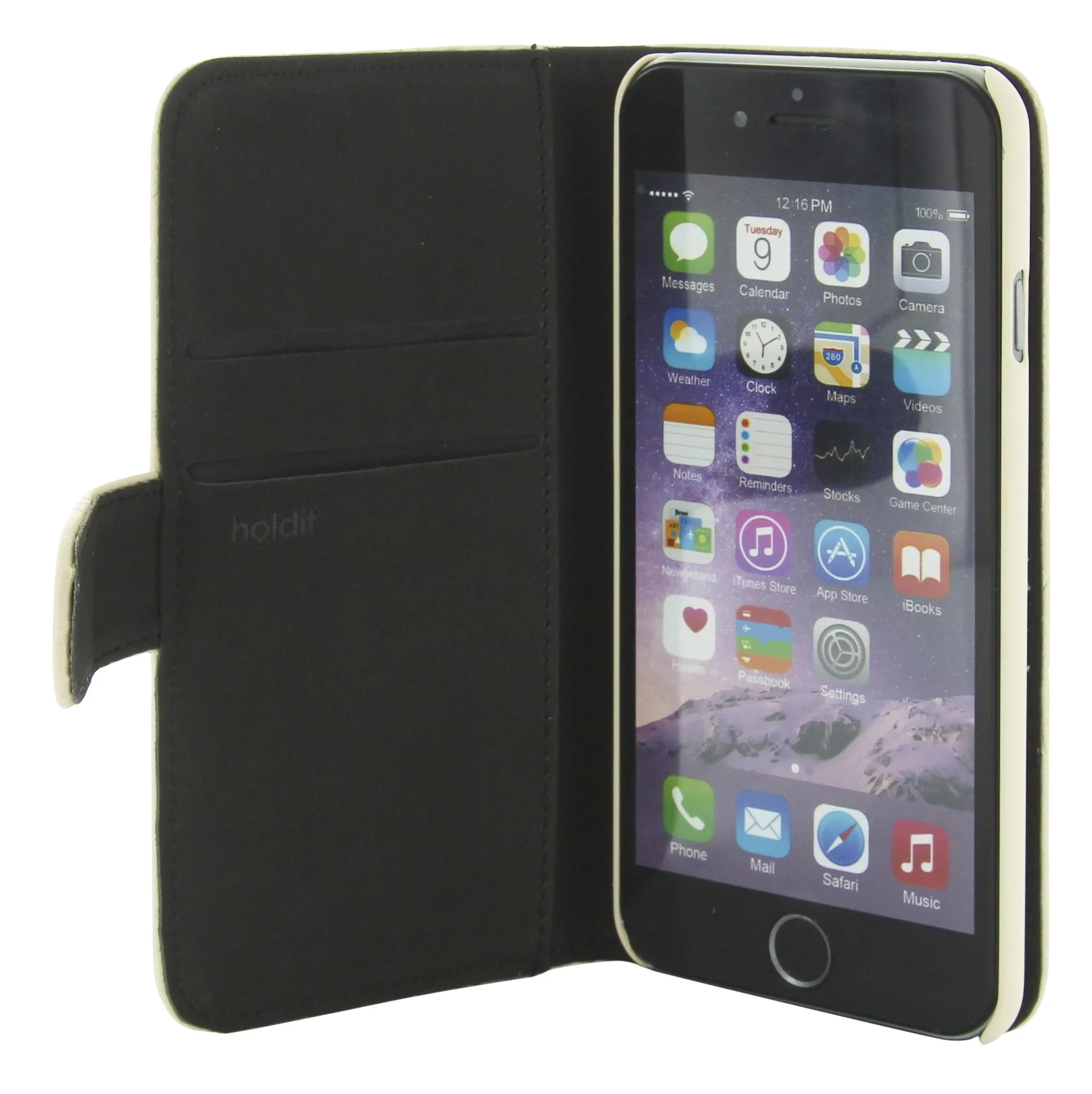 Holdit Genuine Leather Wallet Case Standard Lychee Series for iPhone 6/6S Plus (2 Card Pockets)