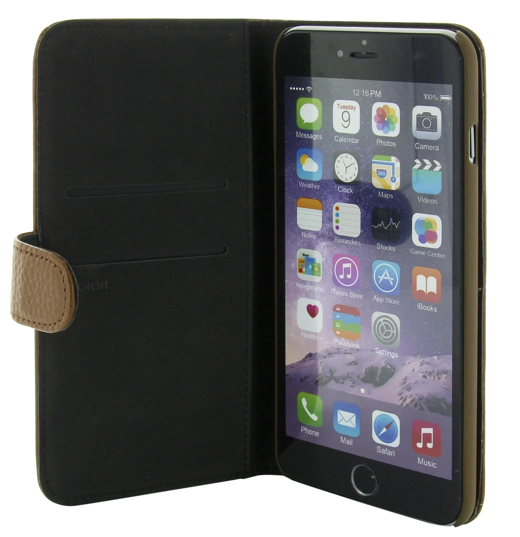 Holdit Genuine Leather Wallet Case Standard Lychee Series for iPhone 6/6S Plus (2 Card Pockets)