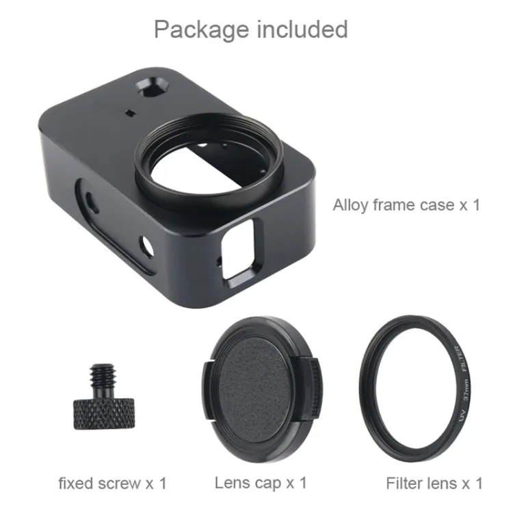 Housing Shell Aluminum Alloy Protective Cage with 37mm Filter Lens & Lens Cap & Screw for Xiaomi Mijia Small Camera (Black)