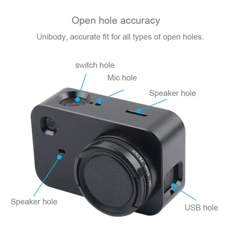 Housing Shell Aluminum Alloy Protective Cage with 37mm Filter Lens & Lens Cap & Screw for Xiaomi Mijia Small Camera (Black)