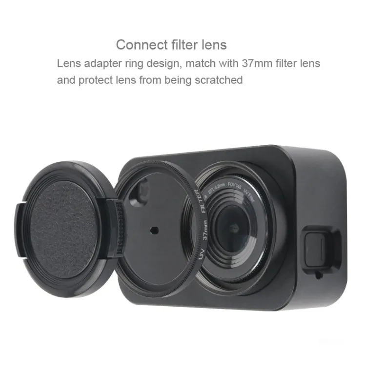 Housing Shell Aluminum Alloy Protective Cage with 37mm Filter Lens & Lens Cap & Screw for Xiaomi Mijia Small Camera (Black)