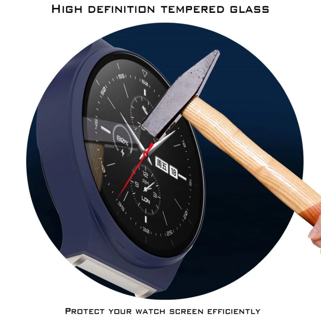 Huawei Watch GT 2 Pro matter cover with tempered glass - Dark Blue