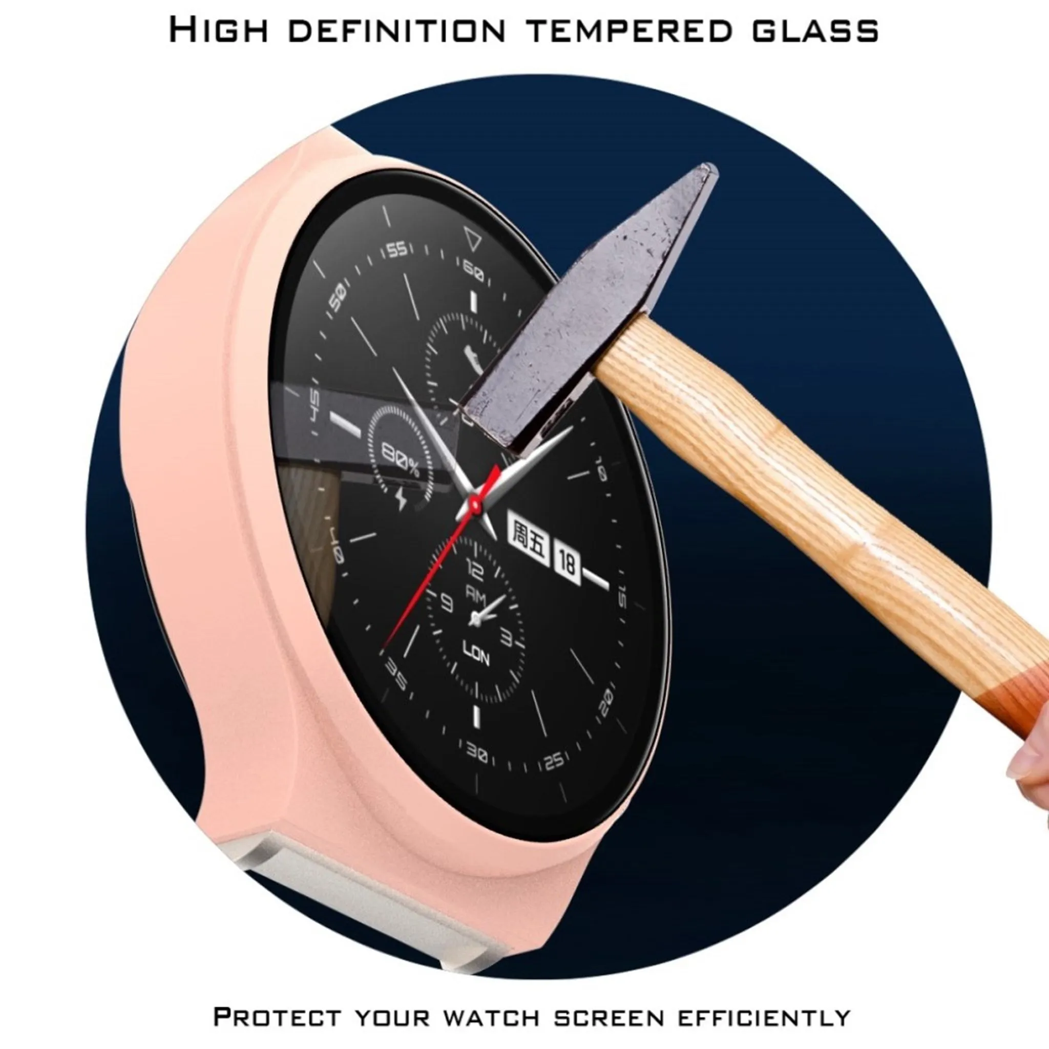 Huawei Watch GT 2 Pro matter cover with tempered glass - Pink