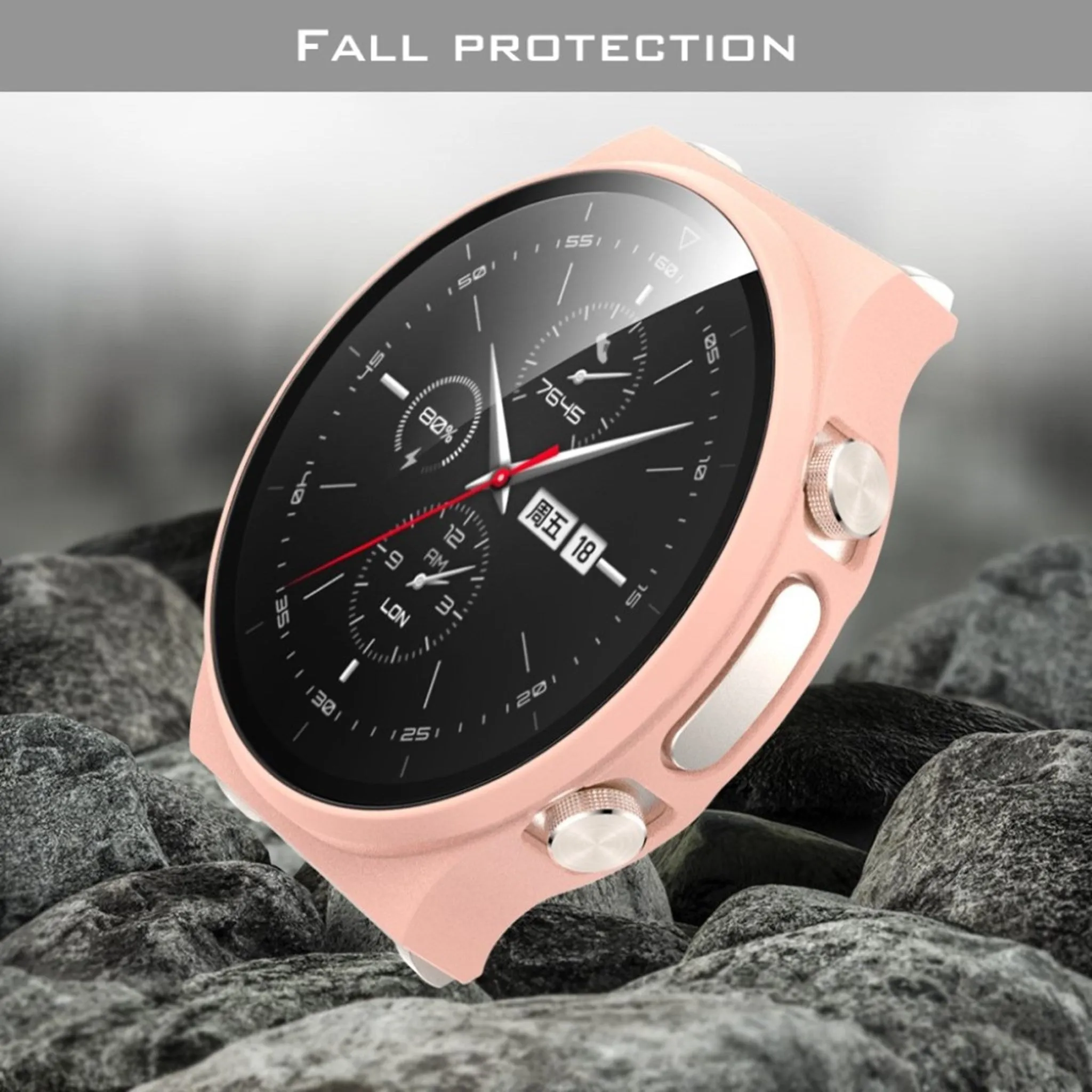 Huawei Watch GT 2 Pro matter cover with tempered glass - Pink