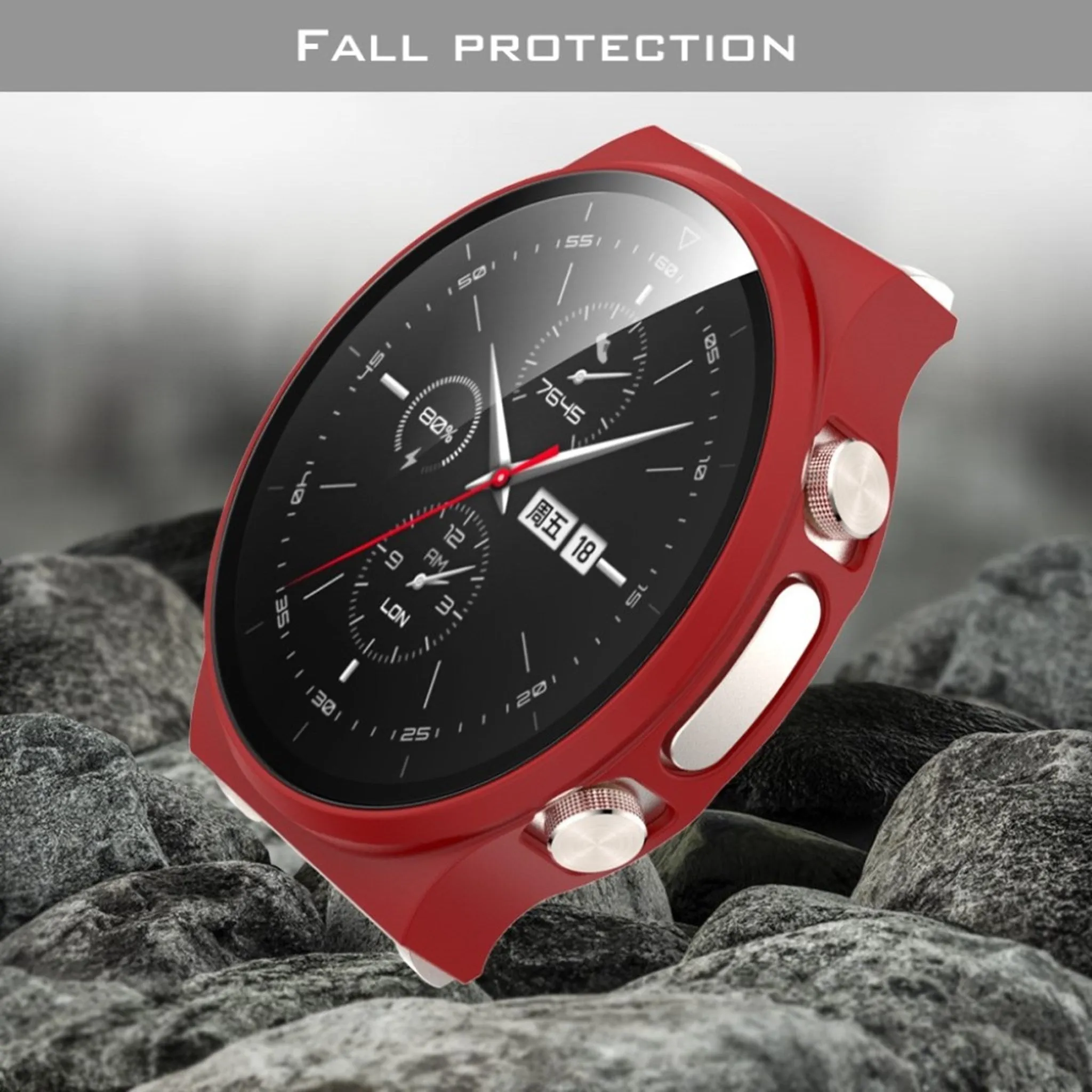 Huawei Watch GT 2 Pro matter cover with tempered glass - Red