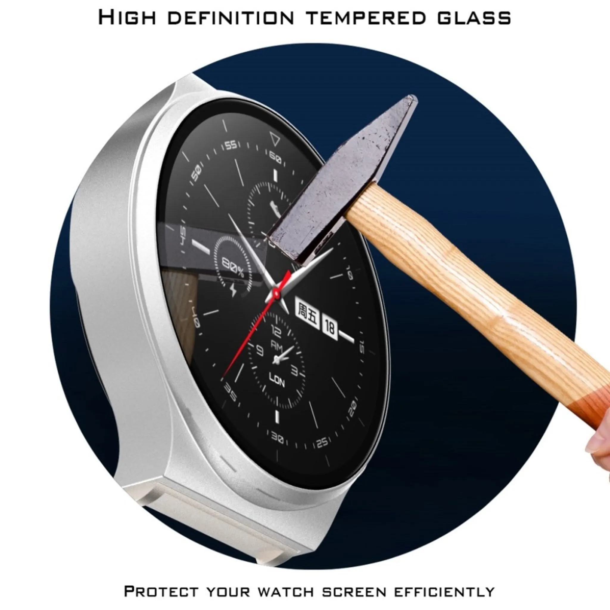 Huawei Watch GT 2 Pro matter cover with tempered glass - Silver