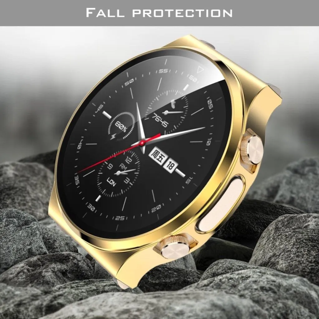 Huawei Watch GT 2 Pro shiny cover with tempered glass - Gold