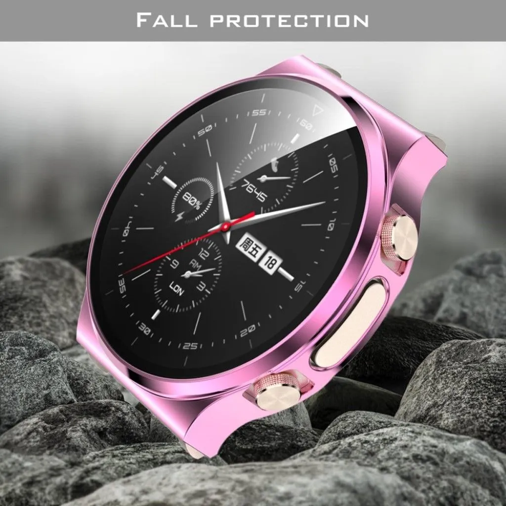 Huawei Watch GT 2 Pro shiny cover with tempered glass - Pink