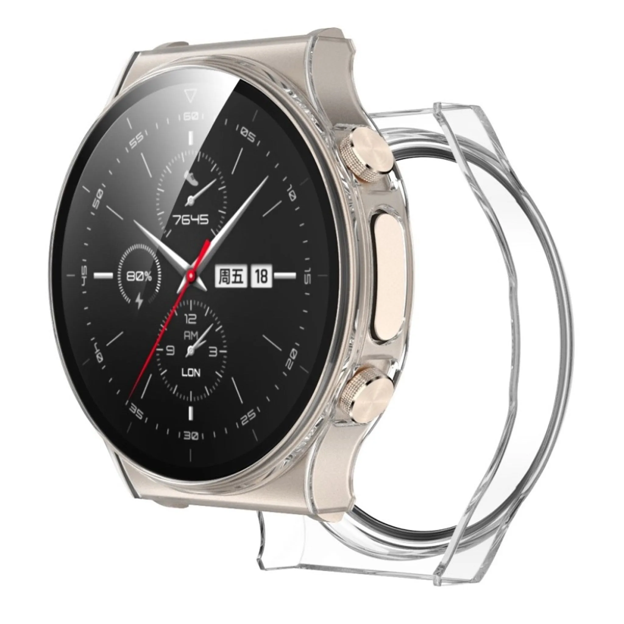 Huawei Watch GT 2 Pro shiny cover with tempered glass - Transparent