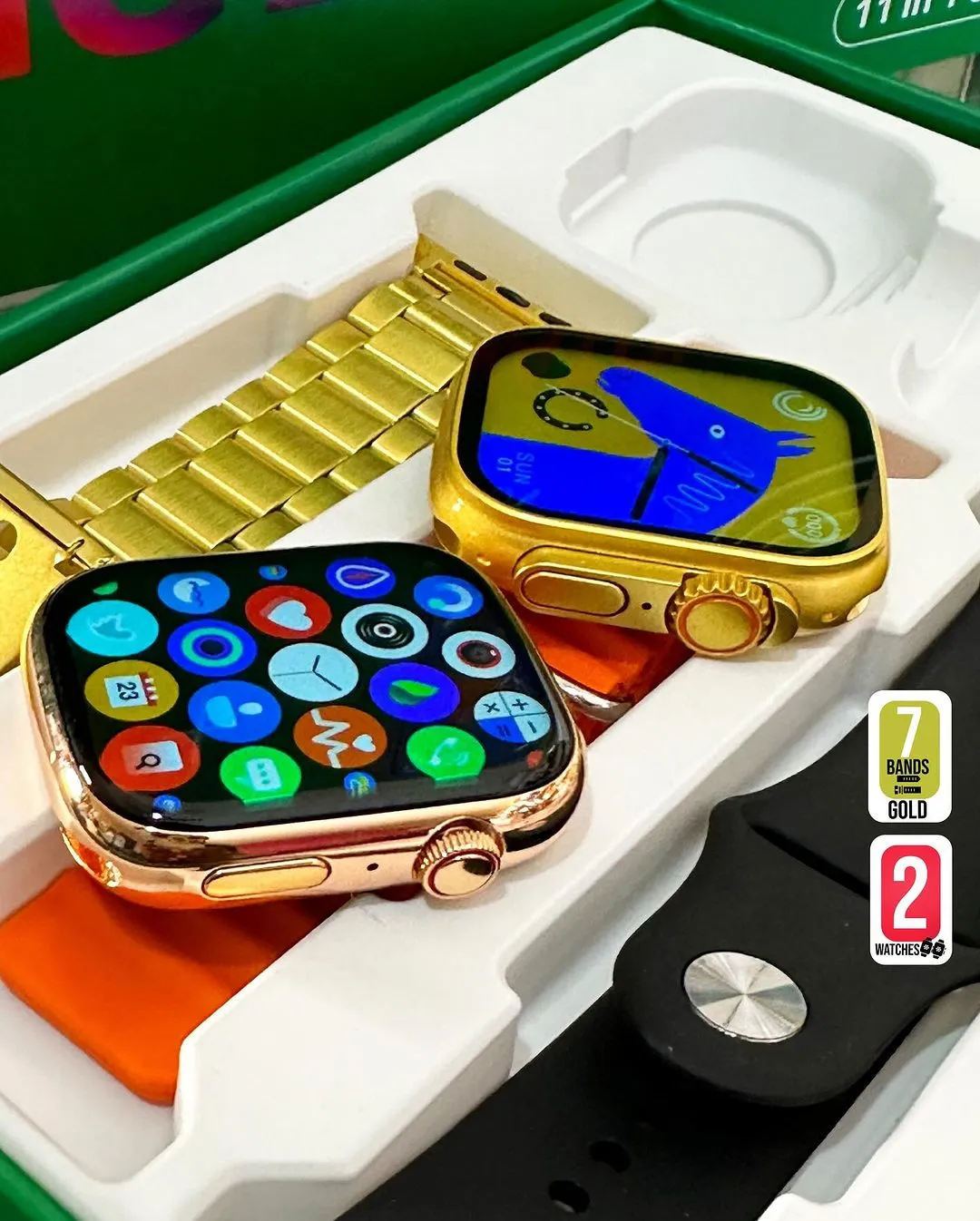 I50 Ultra 2 Suit Max Watch9 Dual Smart Watches 11 in 1 ( 2 Smartwatches   7 Straps   2 Silicone Case ) Big Display New Fashion