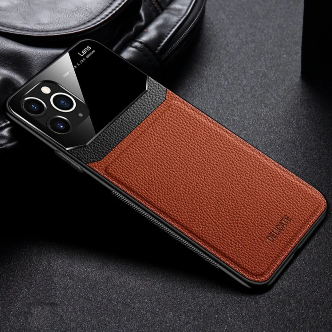 iPhone 11 Pro Sleek Slim Leather Glass Case