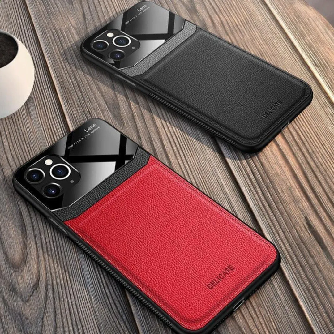 iPhone 11 Pro Sleek Slim Leather Glass Case