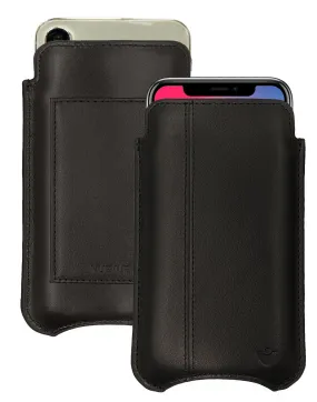 iPhone 16 / 16 Pro Black Leather Wallet Case with NueVue Patented Antimicrobial, Germ Fighting and Screen Cleaning Technology