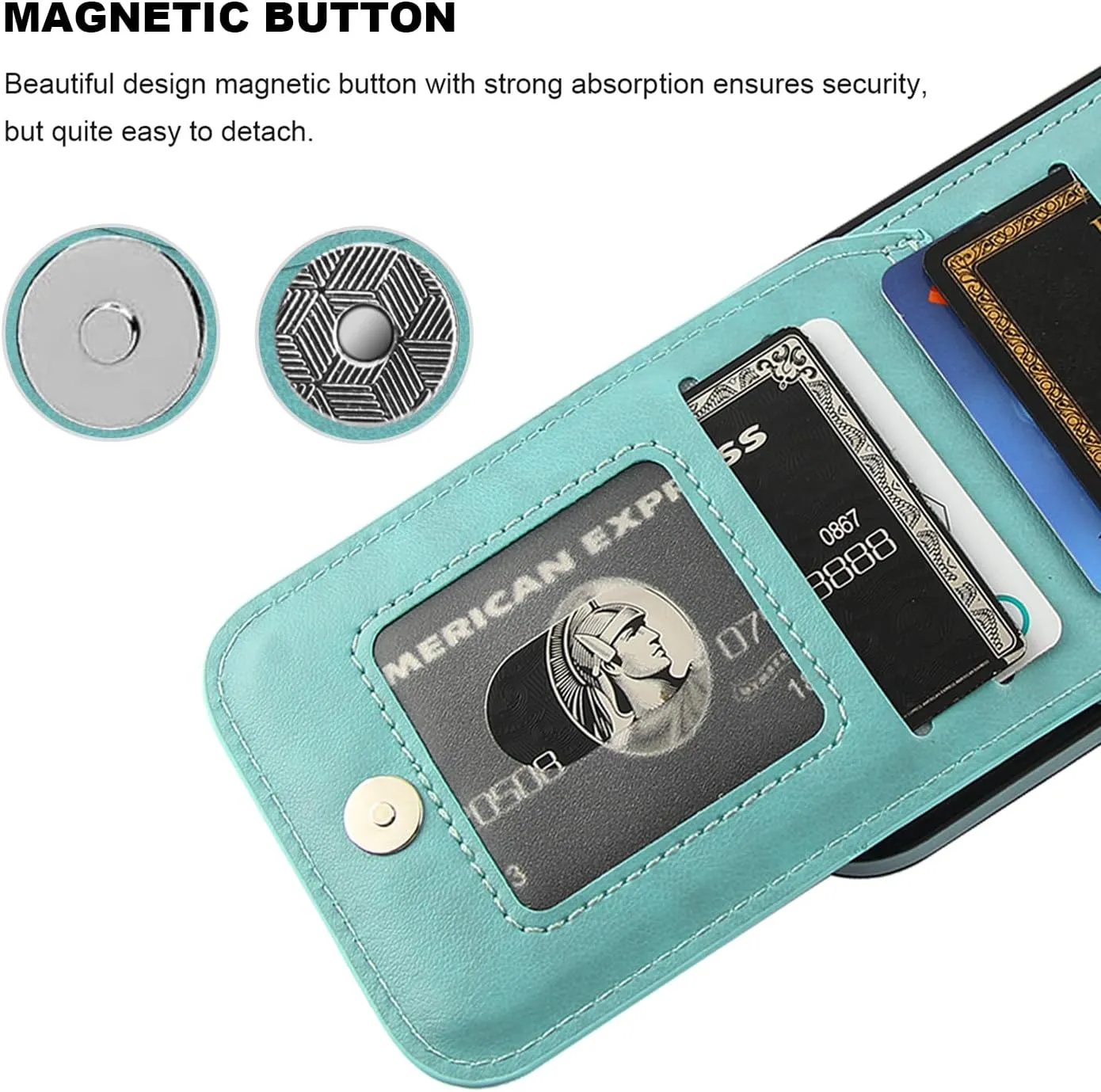 iPhone 16 Case Wallet Credit Card Holder Heavy Duty Protective Cover 16 6.1 Inch Mint Green