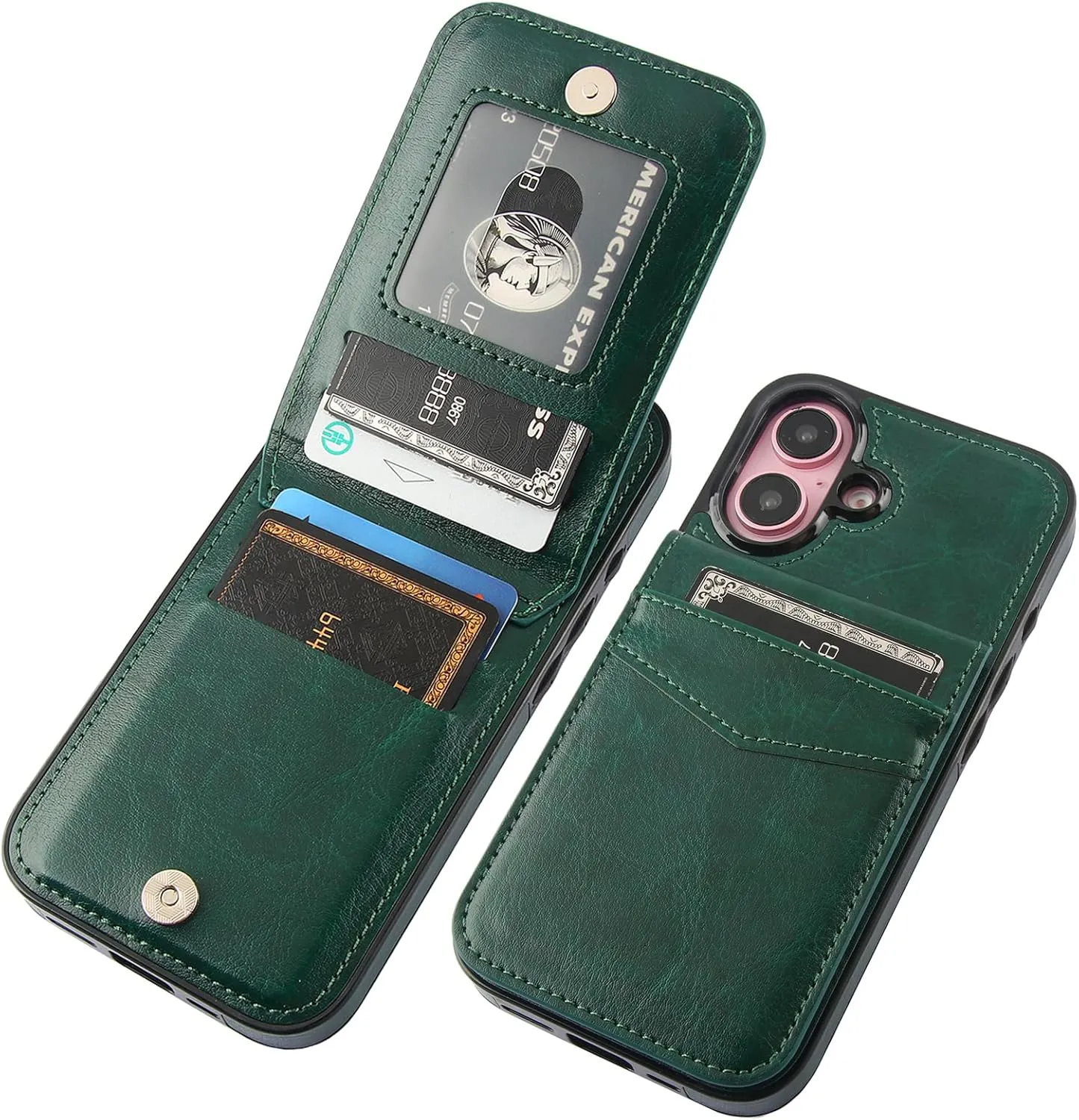 iPhone 16 Case Wallet Credit Card Holder Heavy Duty Protective Cover 16 6.1 Inch Mint Green