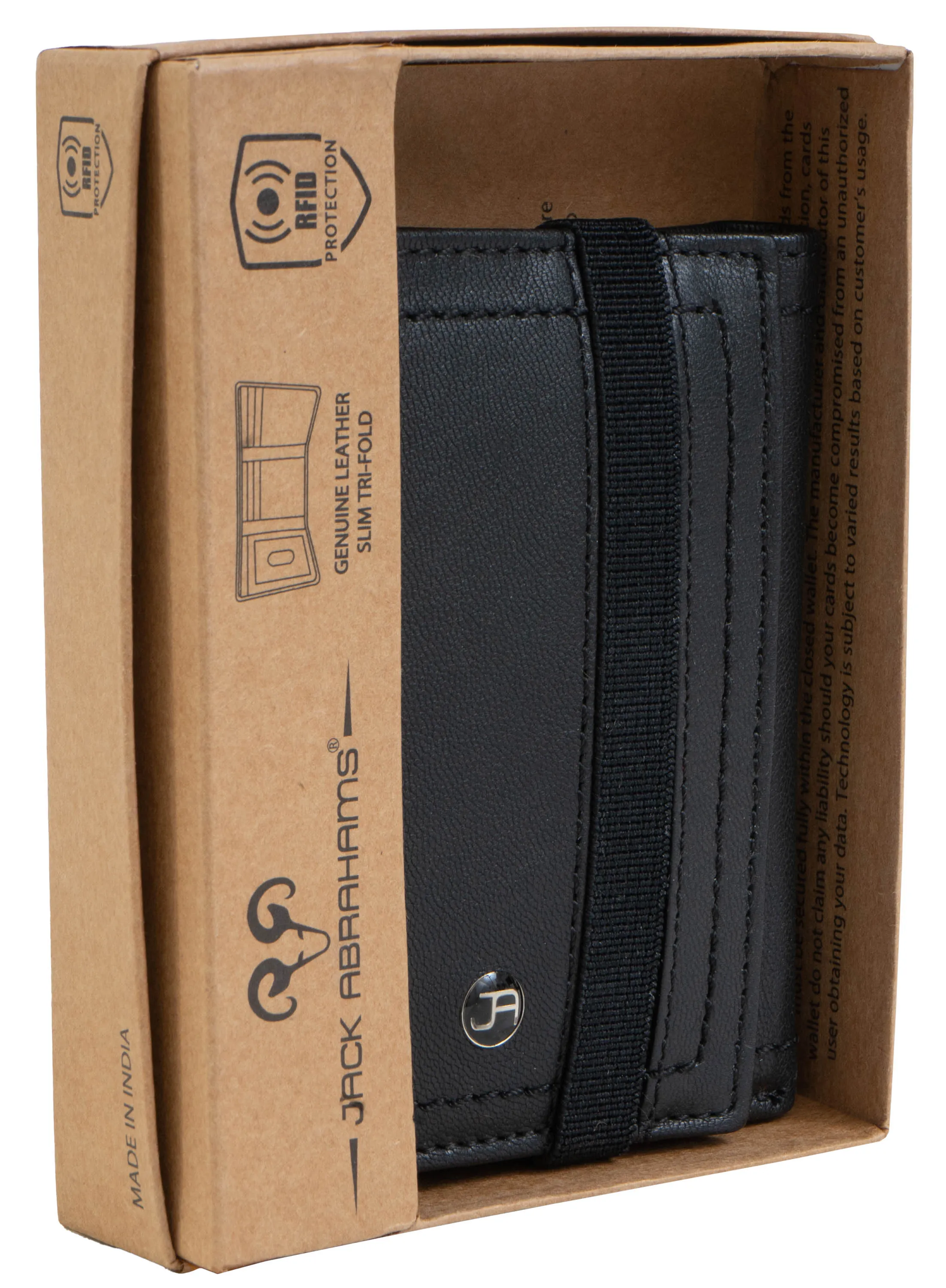 Jack Abrahams Goat Nappa Leather Bi-Fold Slim Wallet Black