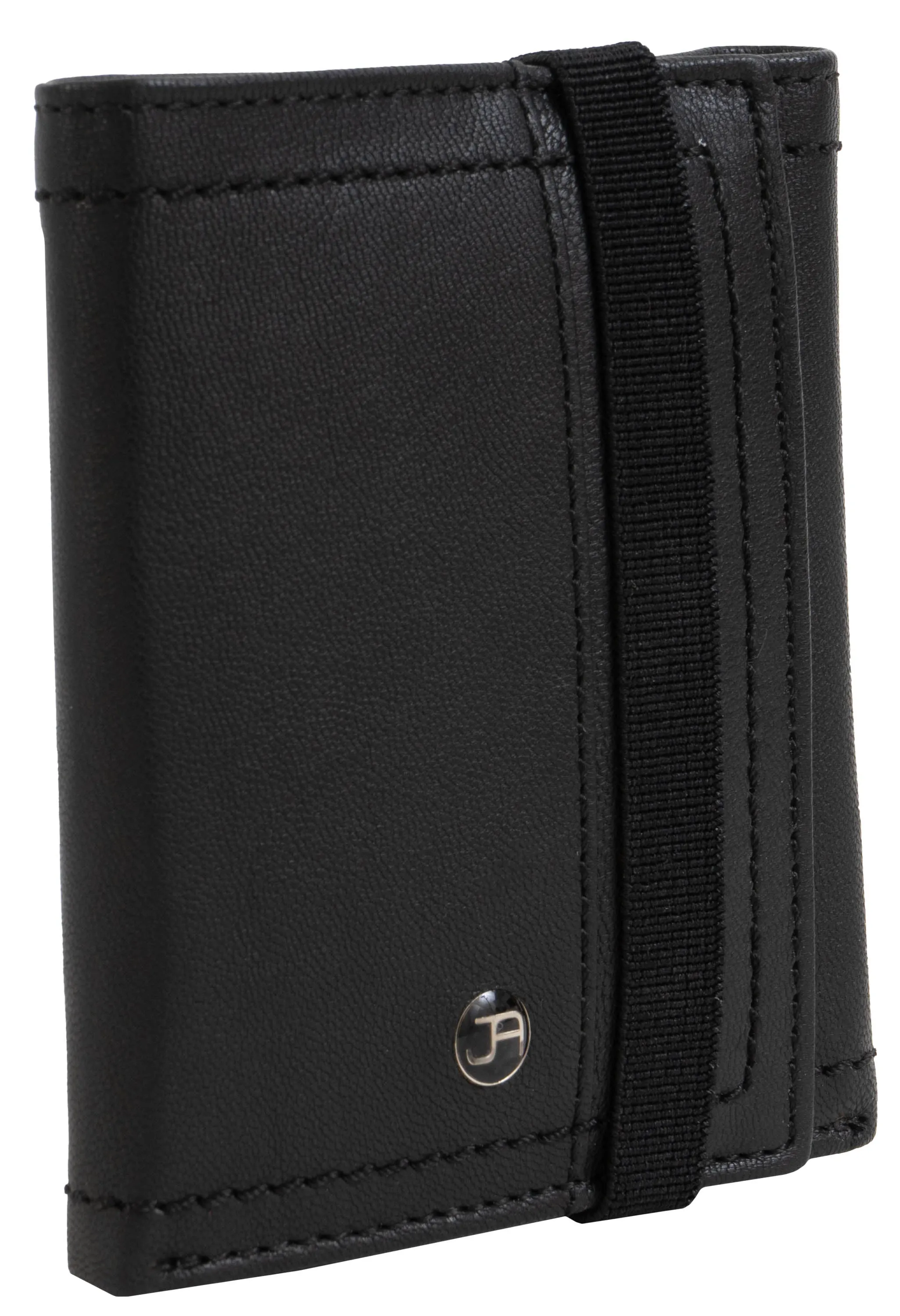 Jack Abrahams Goat Nappa Leather Bi-Fold Slim Wallet Black